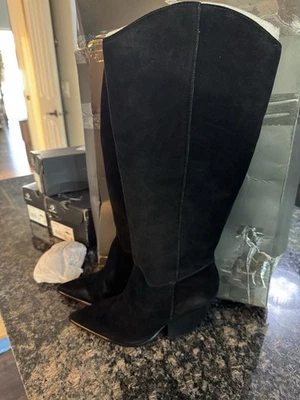New! Vince Camuto Oyennda Black Suede Tall Boot Size 8 Wide Calf NWB - Image 1 of 4