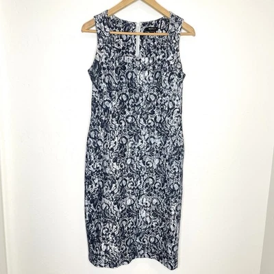 Worth New York Navy Blue Jacquard Shift Dress Womens 2 Sleeveless - Image 1 of 4