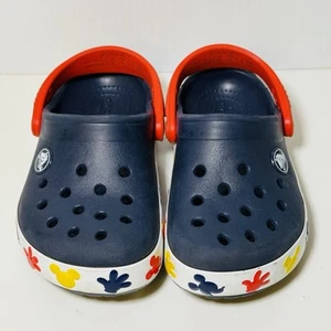 Crocs Toddler Kids C 8 Disney Mickey Mouse Light Up Blue Clogs Comfort Shoes - Picture 1 of 6
