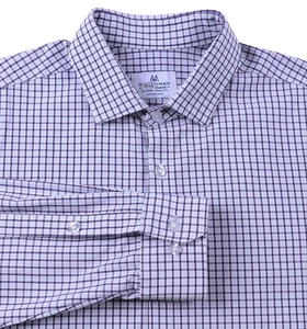 Mizzen + Main Blue & Brown Check Poly Stretch Button Down Shirt XL Trim Fit - Picture 1 of 7