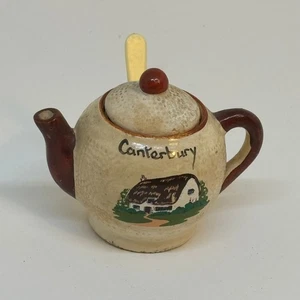 Vintage Mustard Pot with Liner and Spoon Souvenir of Canterbury - Picture 1 of 5