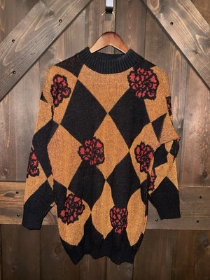 Suéter De Colección Dana Scott Para Mujer Talla M Rojo Dorado Metálico Gran Tamaño EE. UU. Foto 1 de 4