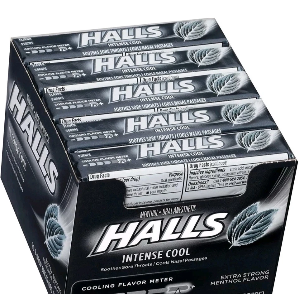 Halls Extra Strong Intense Cough Drops - Box Of 12 Rolls - Free Shipping - Image 1 of 1