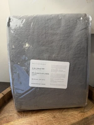 Pottery Barn Belgian Flax Linen Curtain 100X 84 Flagstone (Gray) Doublewide NEW - Image 1 of 4