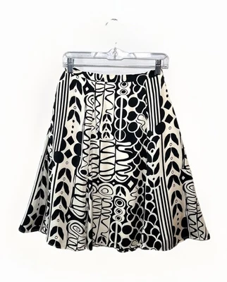 Falda midi vintage de seda blanca y negra Y2K estampado geométrico romántico 12 Petite Foto 1 de 4