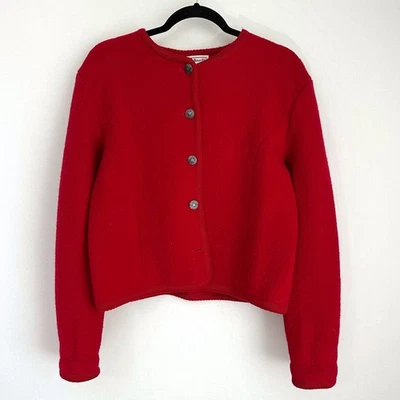 Cárdigan Suéter Blazer Vintage Talbots Rojo Lana Botón Metal Para Mujer Talla 10 Foto 1 de 4