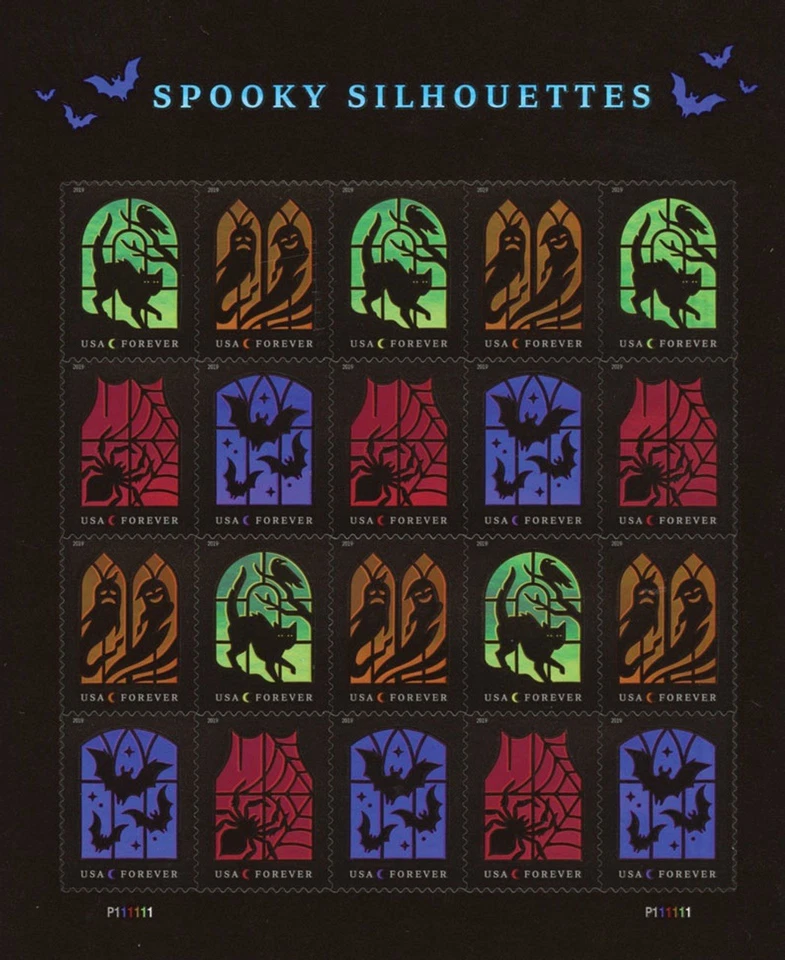 Spooky Silhouettes Forever Stamps, Scott # 5420-23 Pane of 20 stamps - Image 1 of 1