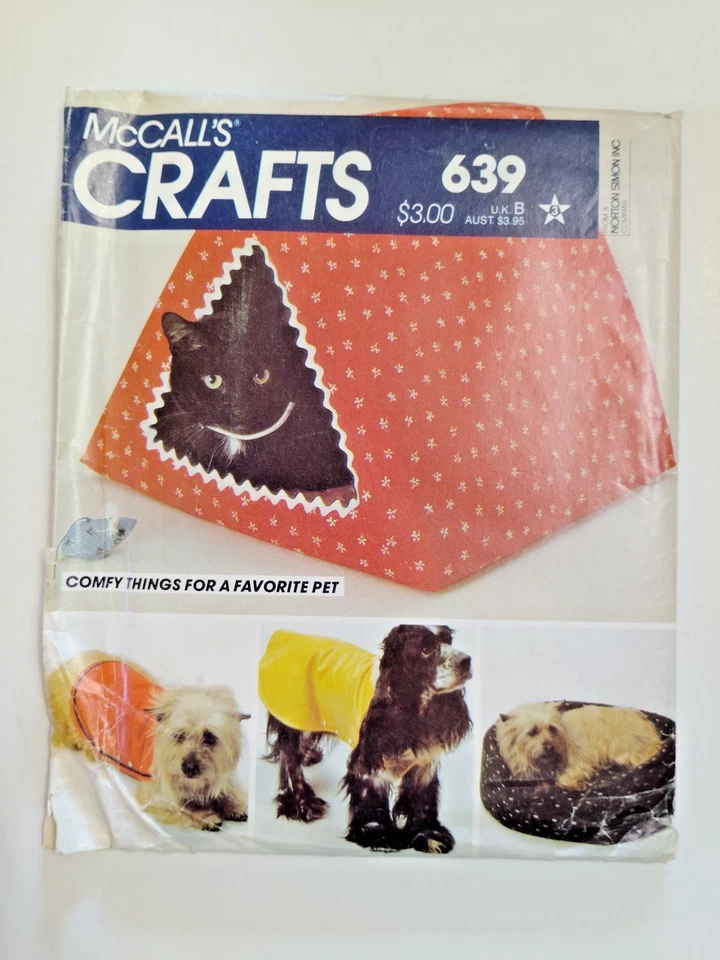 McCall's 639 Pet Dog Cat House Bed Toy Mouse Coat Craft Sewing Pattern UC VTG - Image 1 of 4
