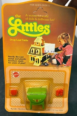Mattel #1789 3228 1980 The Littles Drop Leaf mesa muebles fundidos a presión en caja original Foto 1 de 2