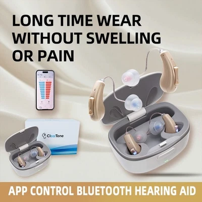 Bluetooth Hearing Aids Rechargeable For Seniors Noise Cancelling OTC App Control - Image 1 of 4