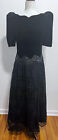 Vintage Scott McClintock Dress Velvet Bodice Tulle Lace Puff Shoulders Size 8
