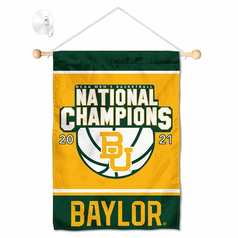 Baylor BU Bears 2021 Basketball National Champions Banner Window Hanging with Cover