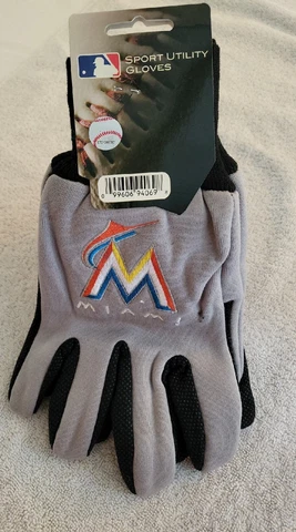 Miami Marlins Gloves Non Slip Work Utility Adult MLB Baseball Sports Palm Grip Cover