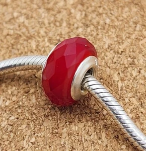 Auténtico Dije Europeo Murano Facetado Plata Esterlina 925 Rojo - Imagen 1 de 3