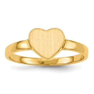 14K Yellow Gold 6.5x7.5mm Open Back Heart Signet Ring For Womens Size 6 - Picture 1 of 6