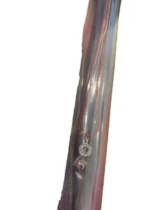 Delicado collar círculo de eternidad doble hilo colgante de plata semillas de mostaza marca - Imagen 1 de 5