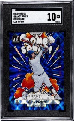 2023 Panini Donruss #BS6 Andy Pages Bomb Squad Blue /249 Rookie SGC 10 GM! - Image 1 of 2