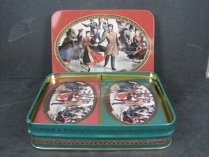 Vintage Enesco Currier & Ives Playing Cards Sealed in Tin - Picture 1 of 4