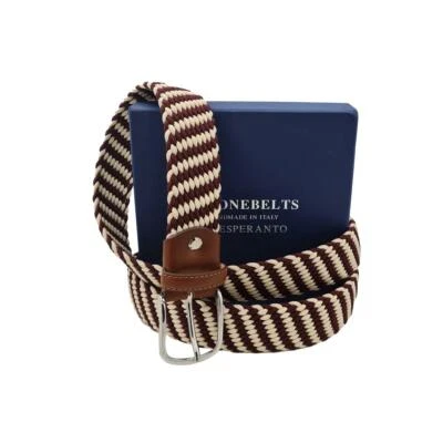 Cintura Bicolore 3,5 cm in viscosa elastica,fibbia Nichel free,finiture in cuoio - Immagine 1 di 4