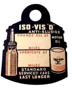 Rare ISO=VSO "D" Anti-Sludge Motor Oil Change Paper Key Tag New NOS 1940s - Picture 1 of 3