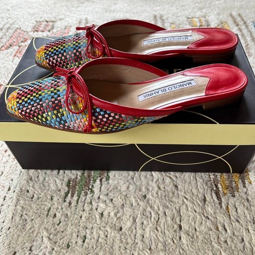 MBT MANOLO BLAHNIK Mules Nastro Multicolore Taglia 36