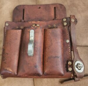 Vintage Leather Electrician Tool Bag Pouch Nicholas brand