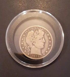 1913 - P Barber Key Date Silver Half Dollar (188,000) - Picture 1 of 4