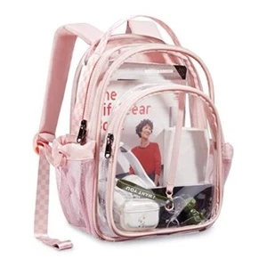 Clear Backpack Mini Transparent Backpack Stadium Approved See Small Pink - Picture 1 of 7