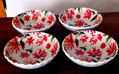 Меламиновые чаши с цветочным узором лот из 4 десертных серверов для супа из хлопьев - Изображение 1 из 4