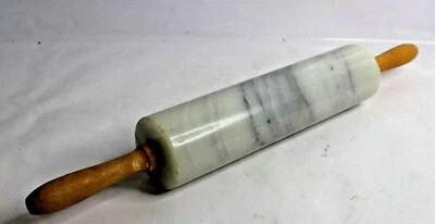 Rodillo de mármol real pesado con asas de madera 18" Foto 1 de 4