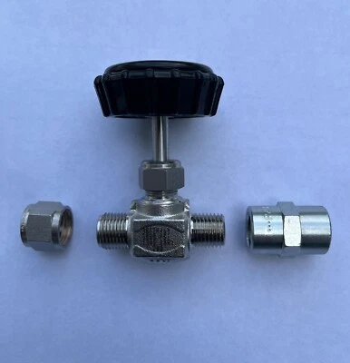 Hoke 3812H46Y  Stainless Needle Valve 5000 PSI 1/4in NPT female 3/8" Gyrolok USA - Image 1 of 3