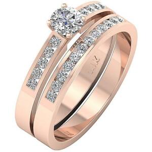 I1 G Matching Bridal Anniversary Ring Set 1.00 Ct Natural Diamond 14K Solid Gold