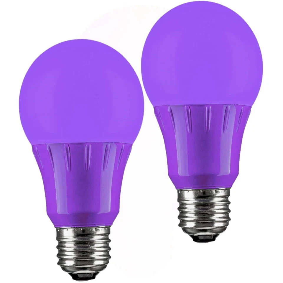 2Pack LED Purple Light Bulb, A19 Colored Light Bulb, 3W, E26 - Image 1 of 1