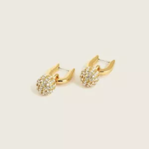 NWT J. Crew Women's Pavé Ball Huggie Hoop Earrings - Crystal - Picture 1 of 1