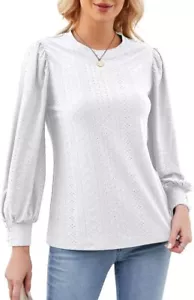 VIMPUNEC Womens 2023 Fall Long Sleeve Shirts Dressy Casual Tops Cute Loose Puff - Picture 1 of 6