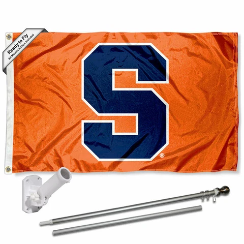 Syracuse Orange Block S Flag Pole and Bracket Gift Set Package Cover