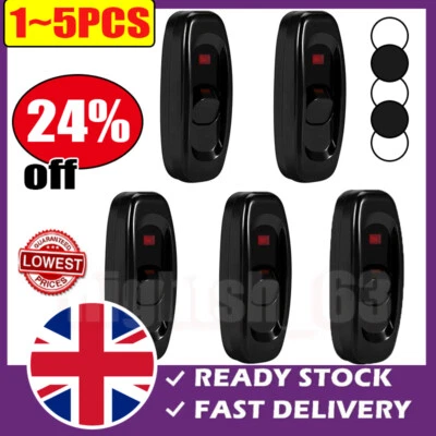 1~5pcs 240V 10A Inline ON/OFF Button Table Lamps Desk Light Cord Cable Switch UK - Image 1 of 4
