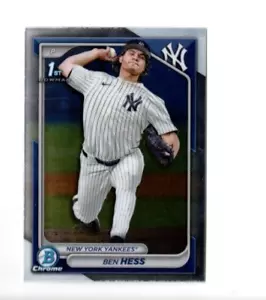 2 count lot 2024 1st Bowman Chrome Draft Ben Hess New York Yankees RC #BDC-87 - Picture 1 of 1