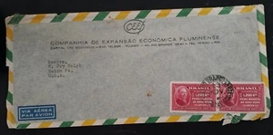 c.1939 Brazil Airmail Cover ties 2 x 1200R stamps cancelled Rio Branco to USA - Picture 1 of 3