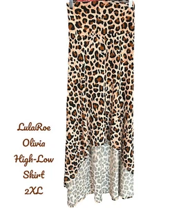 NWT LulaRoe Olivia Maxi Skirt -Leopard Print- Brown & Tan- Hi-Low Style- 2XL - Picture 1 of 6