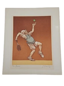 Original Signed Gerald Purdy Funny Tennis Grandpa Serve Limited Edition Print - Picture 1 of 9