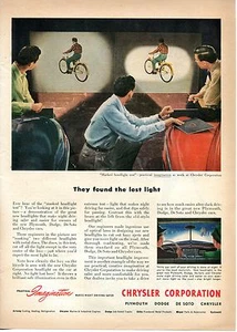 1950 Print Ad of Chrysler Corp. Masked Headlight Test - Picture 1 of 1