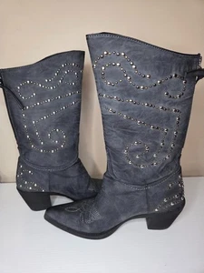 Roper Studded Cowboy Boots-Pointed, Heal, New In Box/Gray/Size 7 - Picture 1 of 8