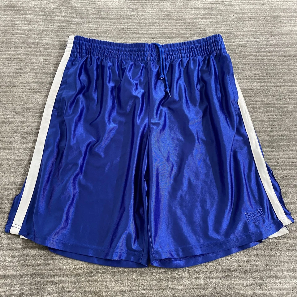 Shorts de boxe masculino Everlast XL azul branco treinamento atlético 100% poliéster - Imagem 1 de 4