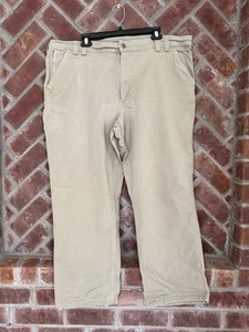 Duluth Trading Flex Fire Hose Pants Mens 44X30 Beige Tan Carpenter Workwear - Picture 1 of 7
