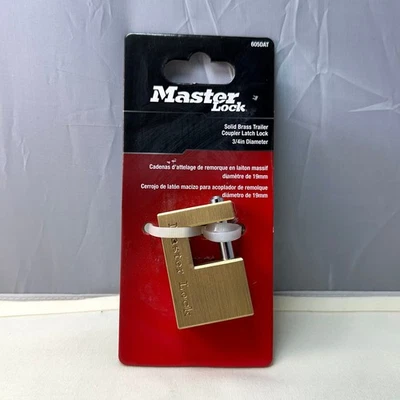 MASTER LOCK Solid Brass Trailer Coupler Latch Lock w/2 Keys & 3/4" Dia. #605DAT - Image 1 of 3
