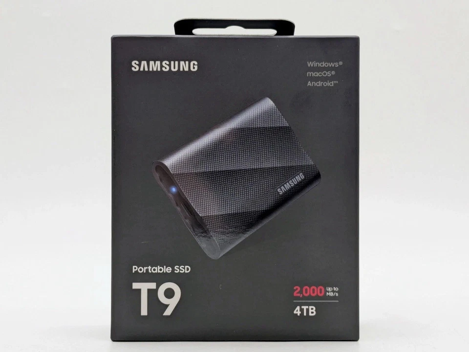 Samsung - T9 Portable SSD 4TB, Up to 2,000MB/s, USB 3.2 Gen2 - Black MU‑PG4T0B - Image 1 of 1