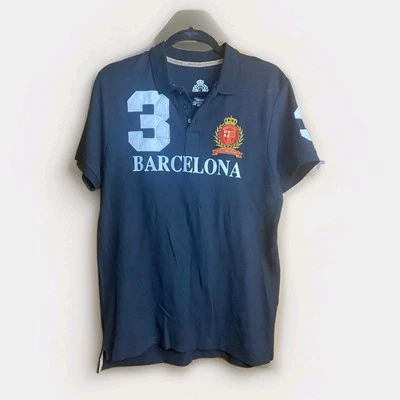 Camiseta Polo Rugby Vintage Barcelona Logo Grande Talla L Foto 1 de 4