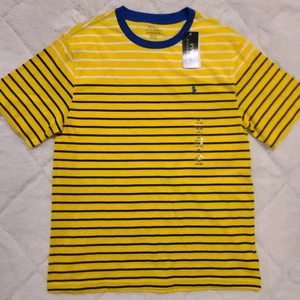 Polo Ralph Lauren Boys Bermuda Yellow Multi Stripe Crew-Neck Sz XL SS Shirt NEW! - Picture 1 of 14