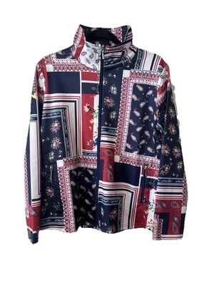 Chaqueta Drapers & Damons Mujer M Cremallera Completa Retazos Floral Cachemira Ligera Foto 1 de 4